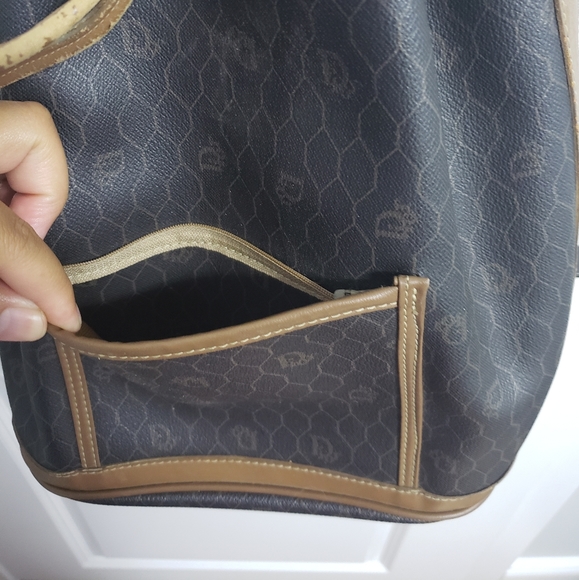 CHRISTIAN DIOR Black Honeycomb Bucket Bag Purse - Picture 7 of 15